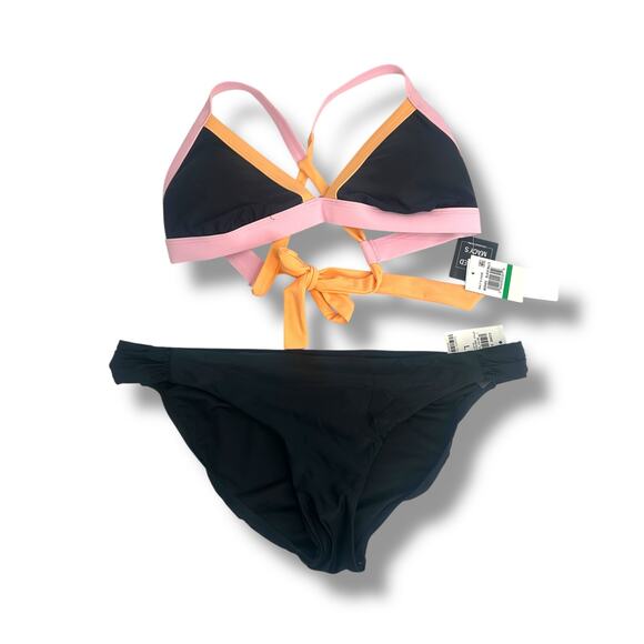 NEW Mix & Match Bikini Set Size Large Black Pink Colorblock Bar III Salt + Cove - Picture 3 of 10